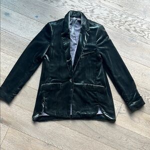 EUC Anthropologie 'Alessia' Velvet Blazer in Carbon Green (XS) Retail $168